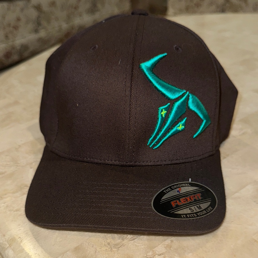 Brown Cap with Teal Embroidery